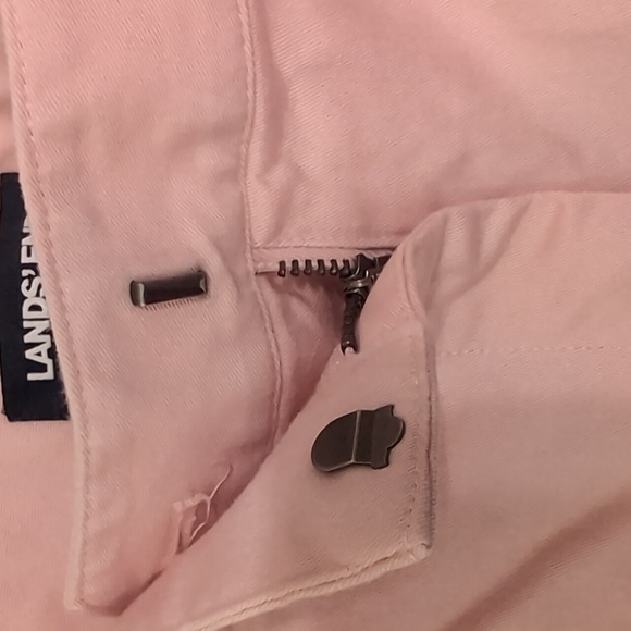 Land's End Rose Pink Mid Rise Slim Leg Cotton Pant Size 14 Tall - Picture 4 of 6